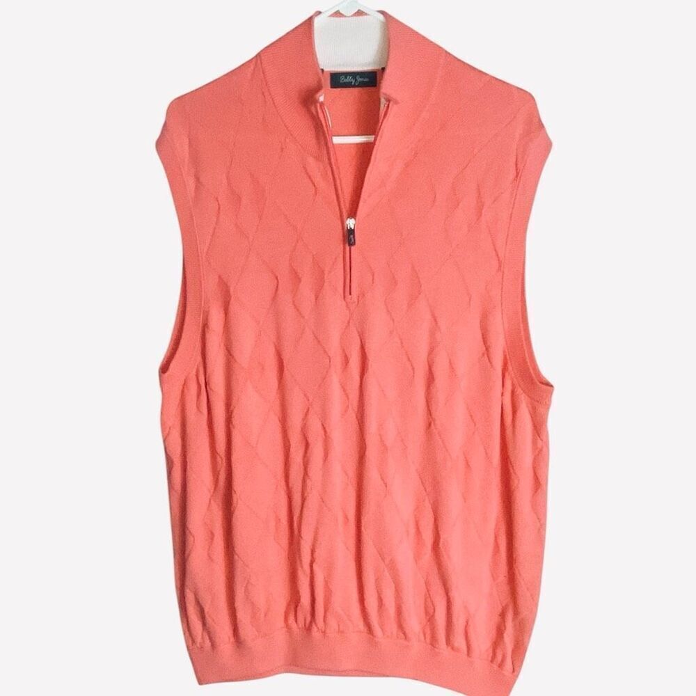 Bobby Jones Coral Sleeveless 1/4 Zip Sweater Vest Men’s Size XL Pima Cotton Golf